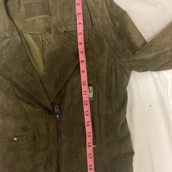 BlankNYC Olive Genuine Suede Leather Cropped Motorcycle Jacket Small - Picture 10 of 12